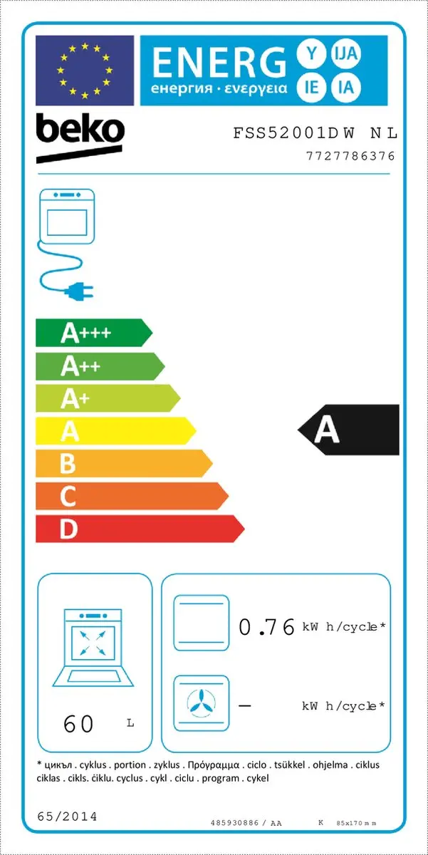 Beko FSS52001DWNL Vrijstaand Gasfornuis 4 Zones - Wit