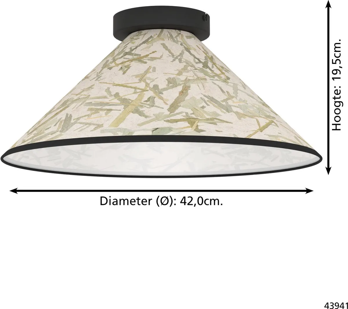 Eglo Oxpark Plafondlamp E27 Ø42cm - Zwart/Wit/Groen