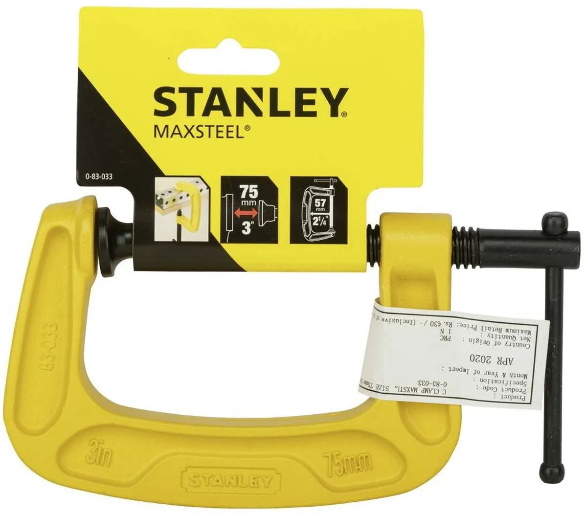Stanley 75mm C-Klem - Geel