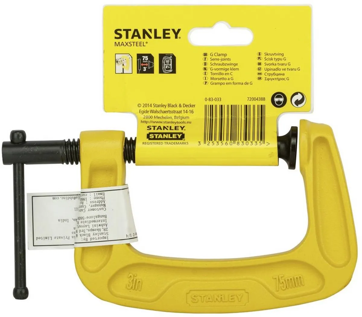 Stanley 75mm C-Klem - Geel