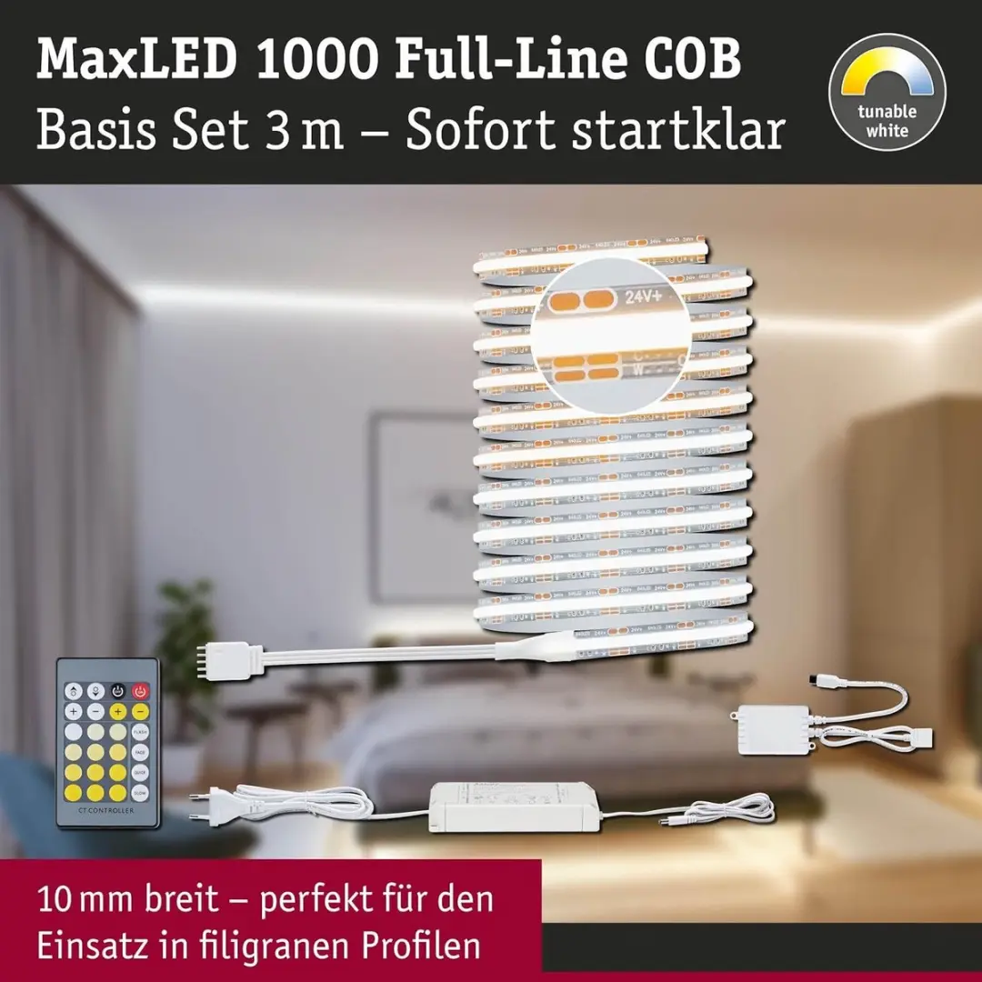 Paulmann 71114 MaxLED COB LED-strip 1,5m - Instelbaar wit 1200lm/m