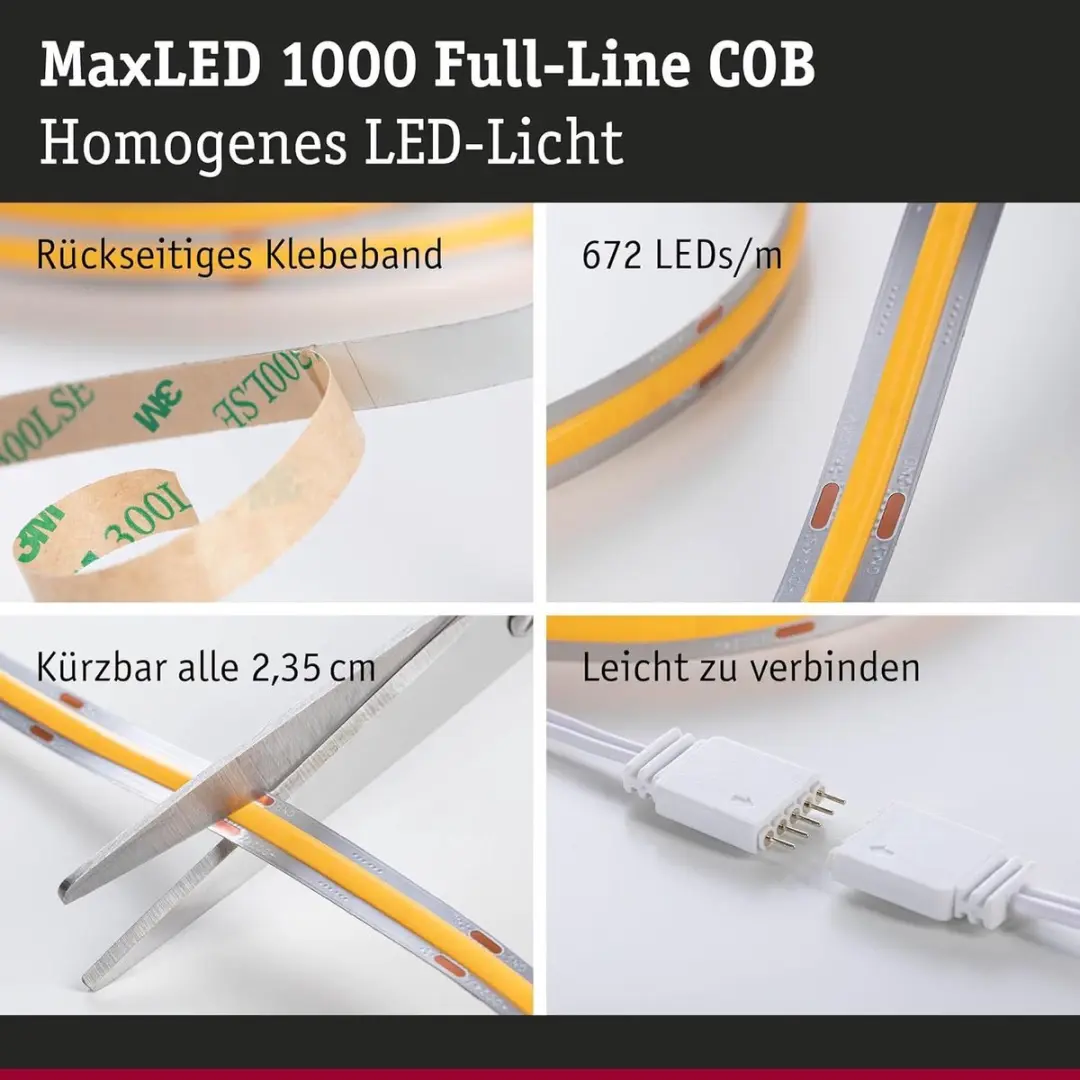 Paulmann 71114 MaxLED COB LED-strip 1,5m - Instelbaar wit 1200lm/m
