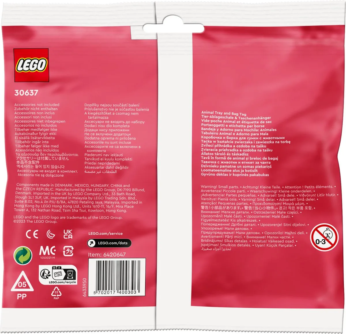 LEGO Dierenbakje en Bagagelabel 30637 - 94 Stukken - Meerkleurig