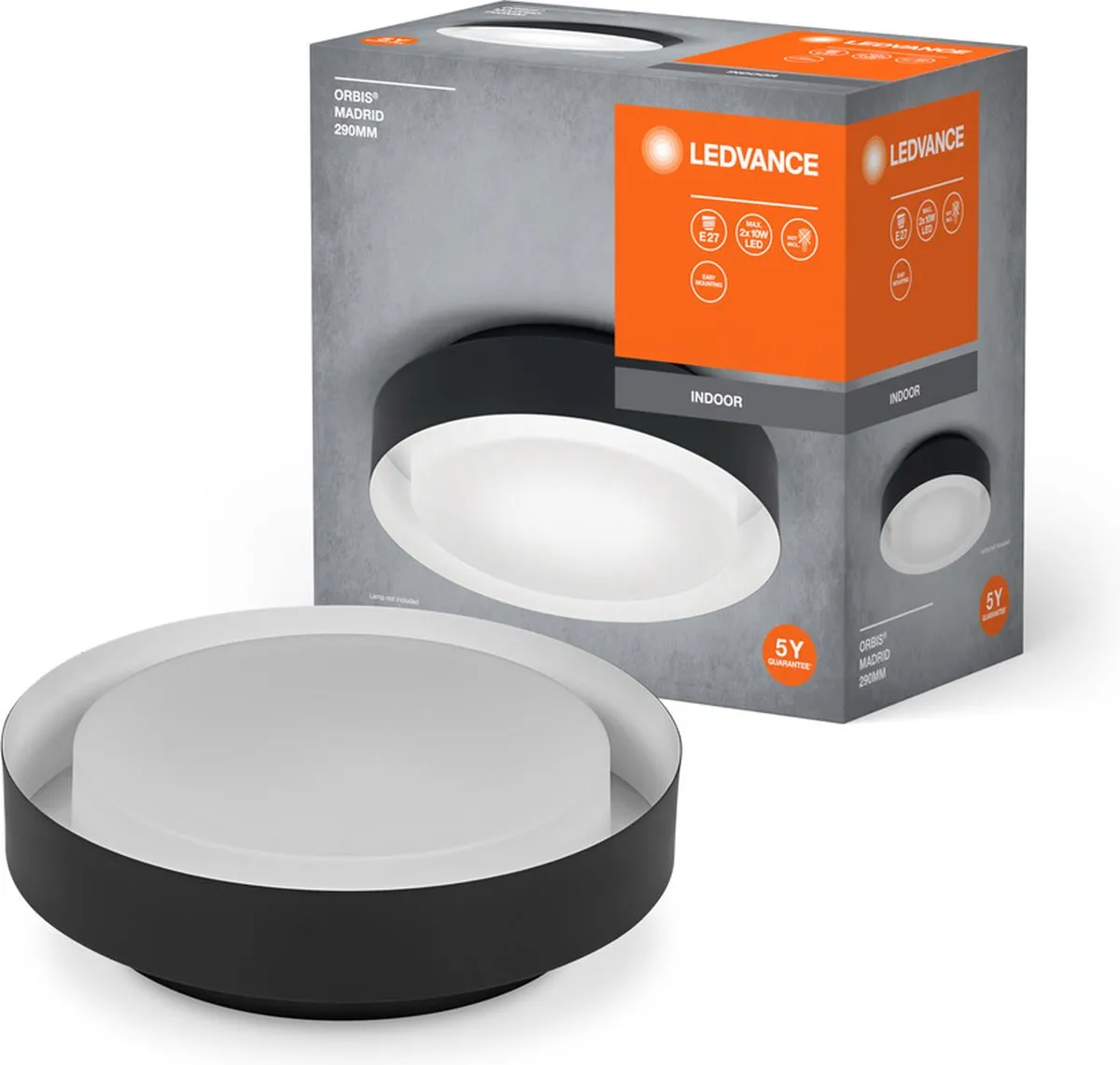 LEDVANCE Orbis Madrid Plafondlamp 2xE27 - Zwart