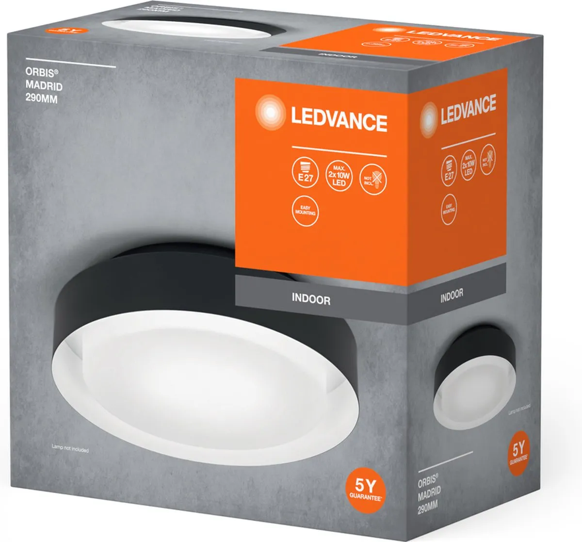 LEDVANCE Orbis Madrid Plafondlamp 2xE27 - Zwart