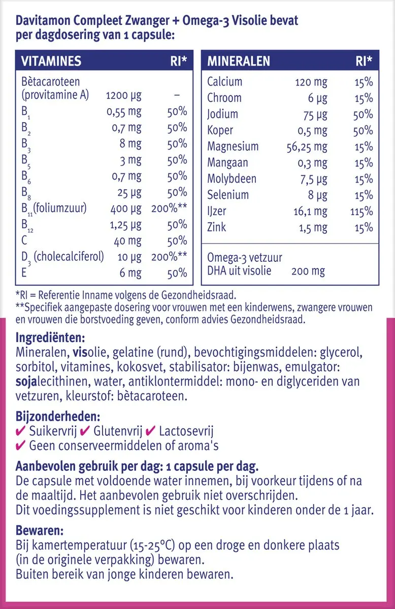 Davitamon Mama Compleet Zwanger Omega 3 - 60 Stuks