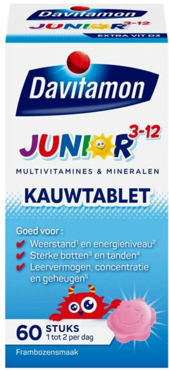 Davitamon Junior 3+ Kauwvitamines Framboos