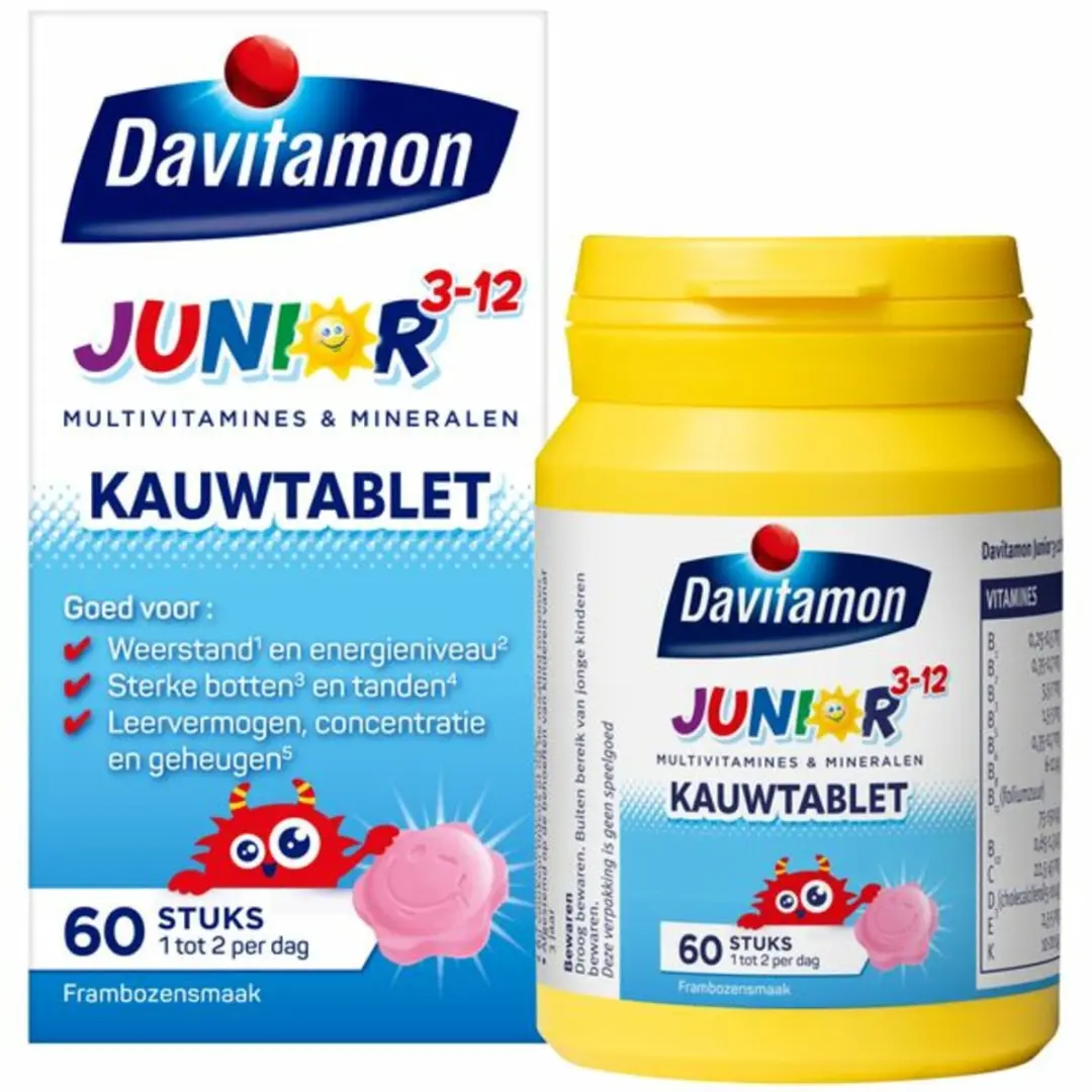 Davitamon Junior 3+ Kauwvitamines Framboos - 240g