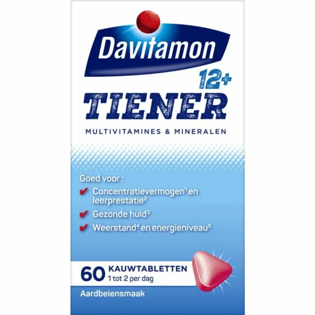 Davitamon Tiener 12+ Aardbei Kauwtabletten