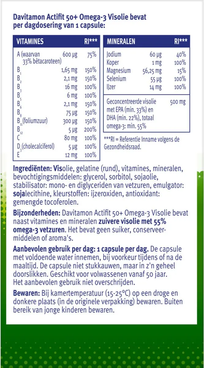 Davitamon Actifit 50+ Omega-3 Visolie - 360g (4x90 capsules)