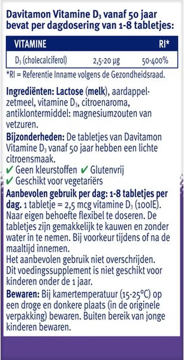 Davitamon Vitamine D3 50+ Smelttabletten - 4x130 Stuks