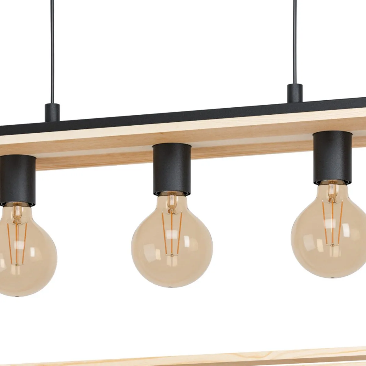Eglo Famborough Hanglamp E27 100cm - Zwart/Hout