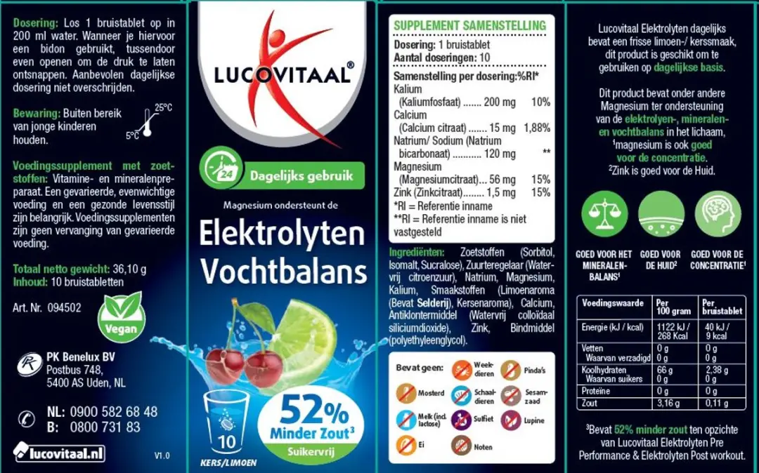 Lucovitaal Elektrolyten Bruistabletten - 10 Stuks