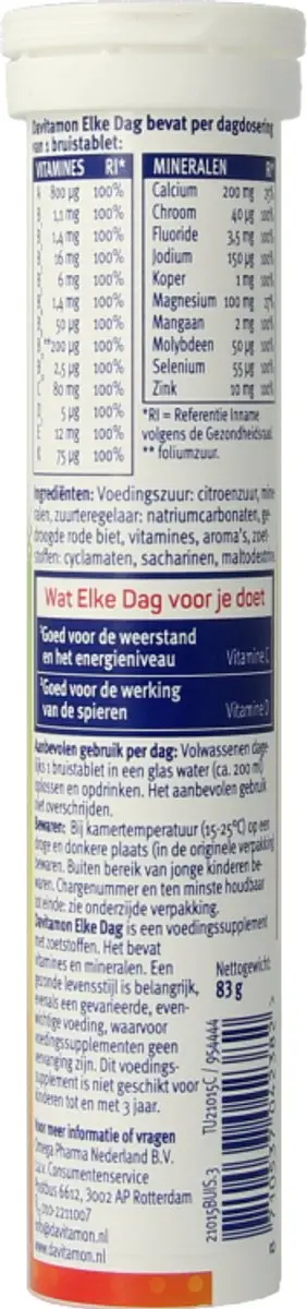 Davitamon Elke Dag Complete Multivitaminen 15 Bruistabletten