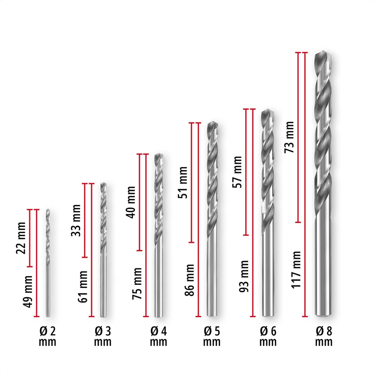 Einhell Borenset 6-delig HSS-G Silver - 6 Stuks