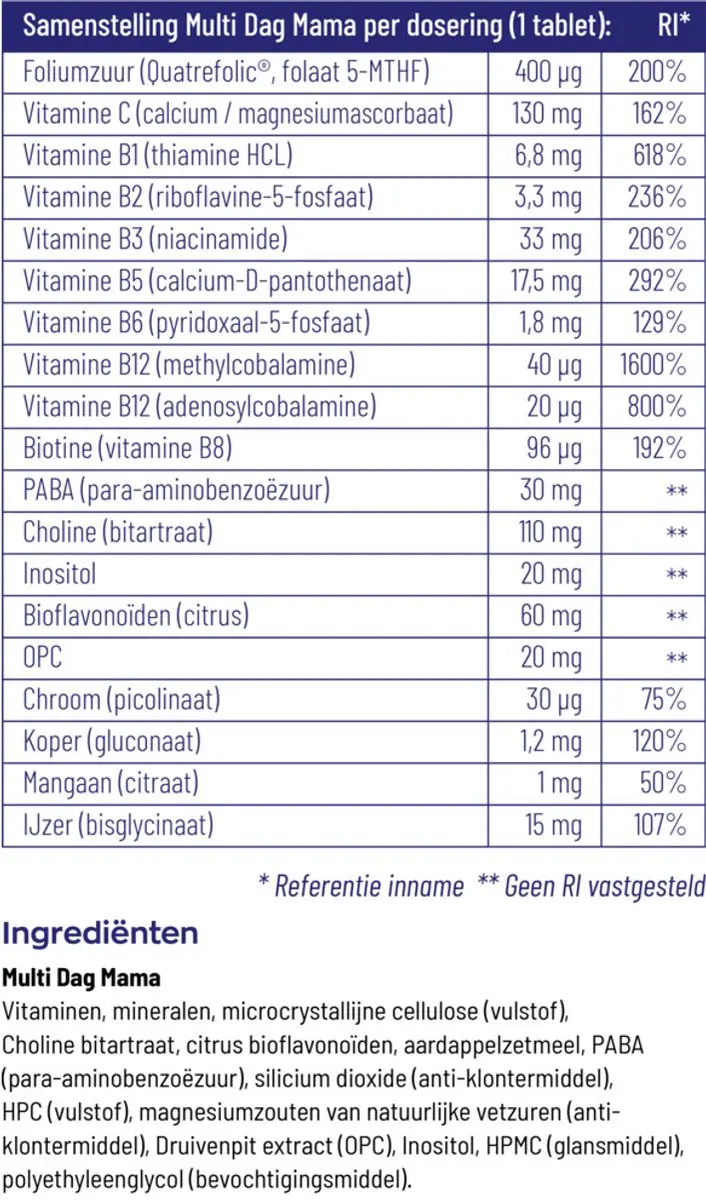 Vitakruid Multi Dag Mama 180 tabletten - 2x90