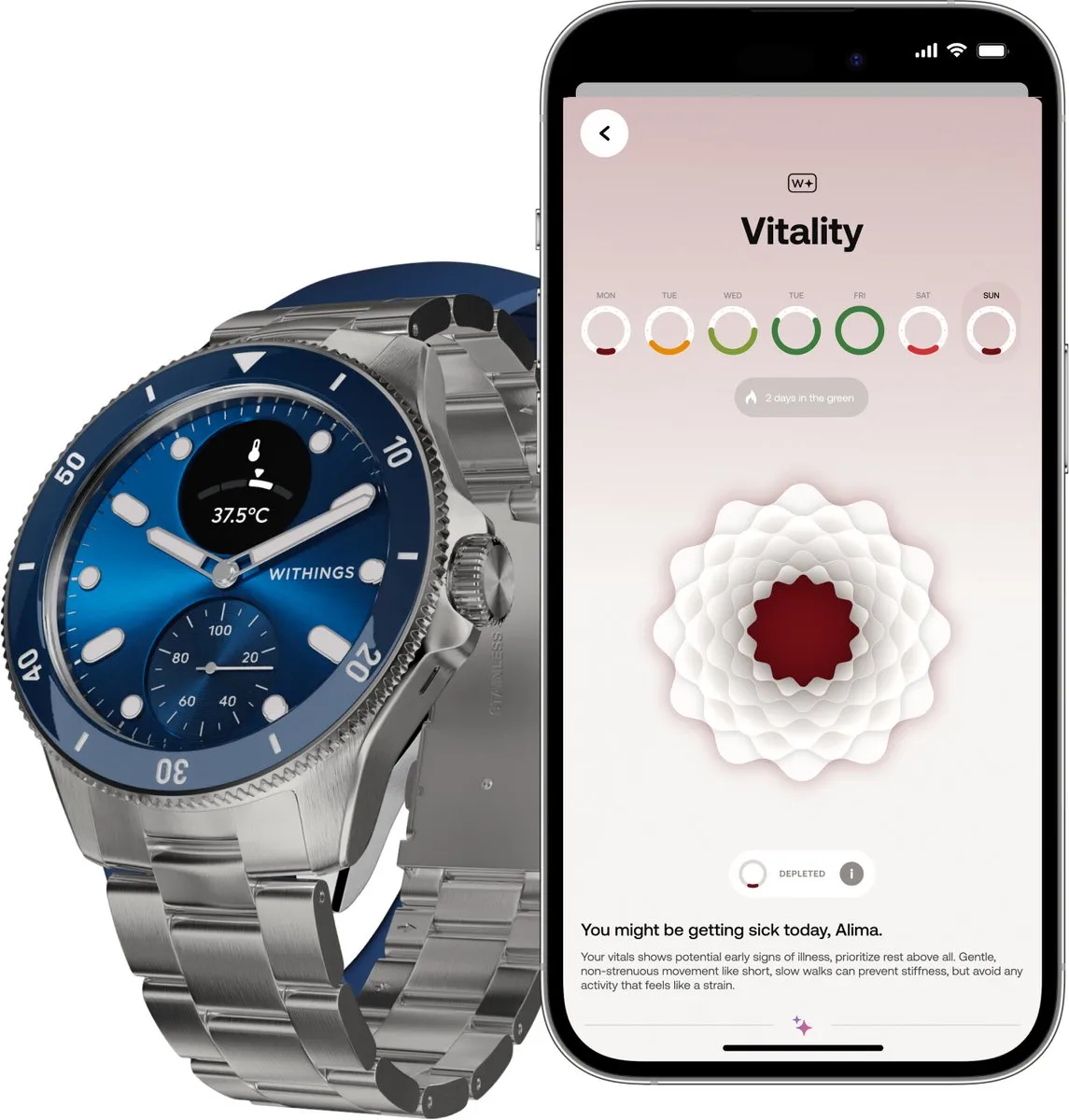 Withings ScanWatch Nova Hybride Smartwatch 42mm - Blauw