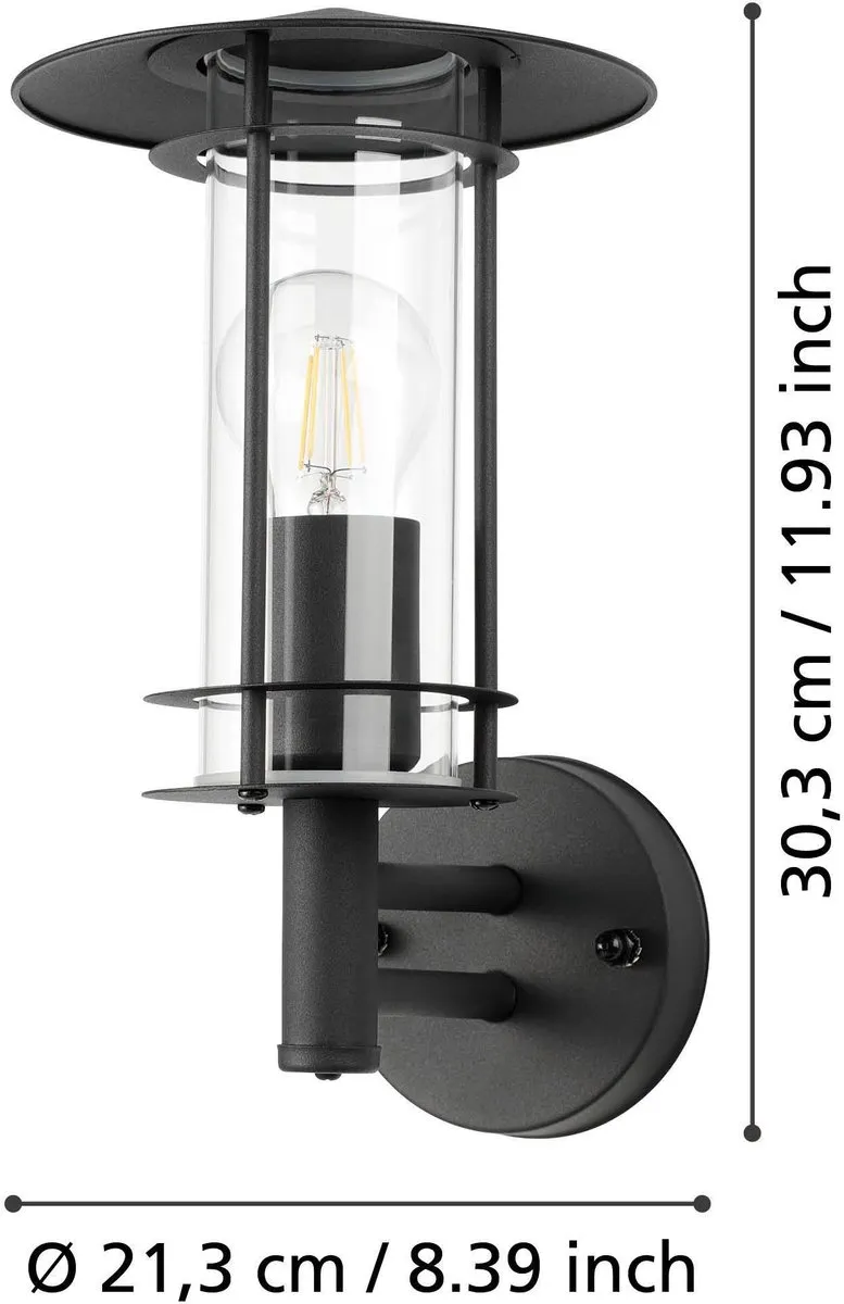 Eglo Lisio 1 Wandlamp Buiten E27 30cm - Zwart - afbeelding 6 van 6