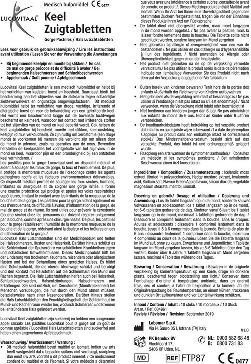 Lucovitaal Keelpijn 2-in-1 Zuigtabletten - 10 Stuks