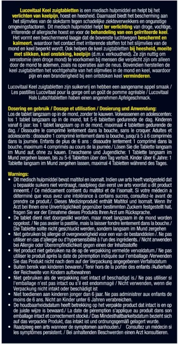 Lucovitaal Keelpijn 2-in-1 Zuigtabletten - 10 Stuks