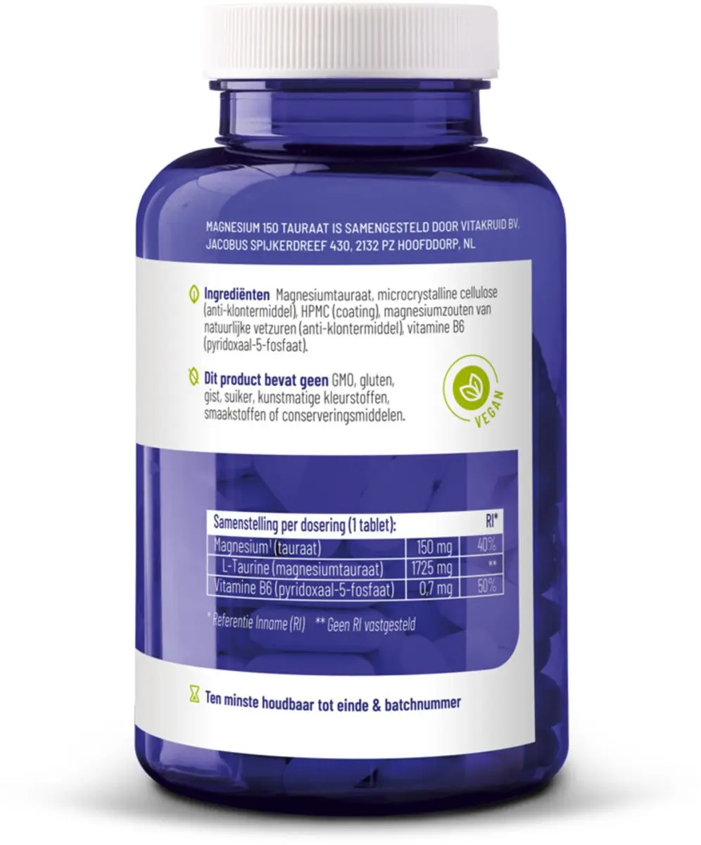 Vitakruid Magnesium 150 Tauraat - 2x90 tabletten
