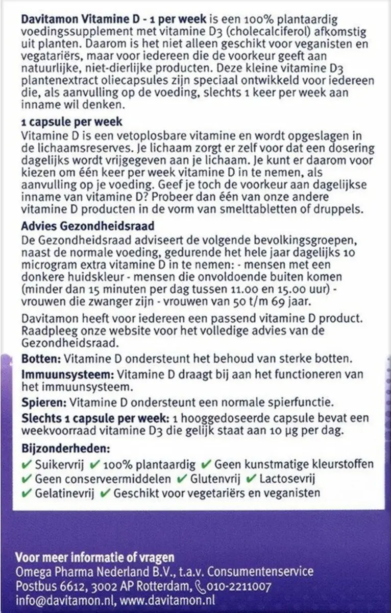 Davitamon Vitamine D Vegan 1 Per Week - 4x24 Capsules