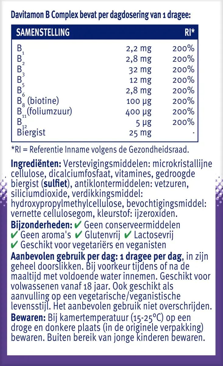 Davitamon Vitamine B-Complex Forte met Biergist - 100 Tabletten
