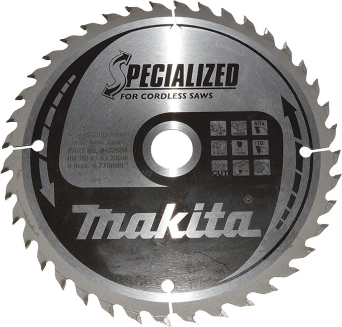 Makita Cirkelzaagblad B-32954 Hout - Ø165mm 40T