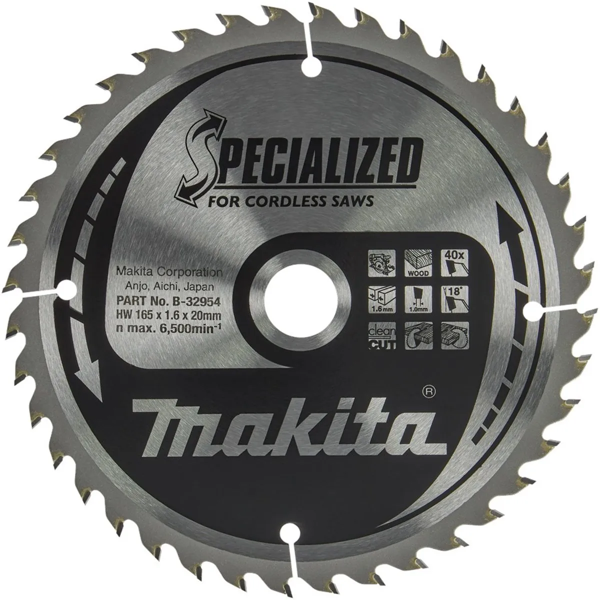 Makita Cirkelzaagblad B-32954 Hout - Ø165mm 40T