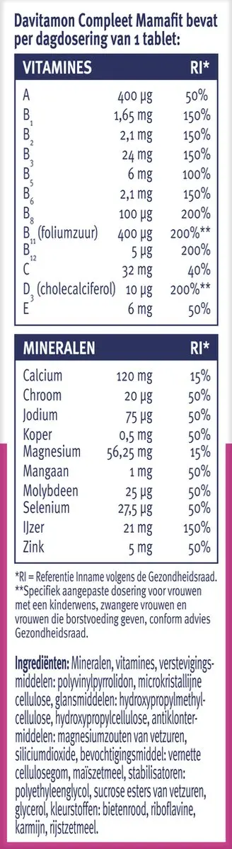 Davitamon Compleet Mamafit Multivitamine - 60 Tabletten