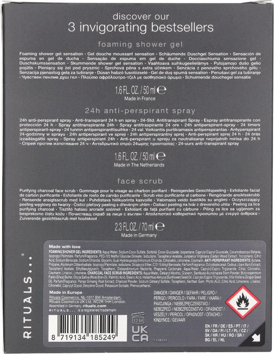 Rituals Homme Trial Set - Scrub & Douchegel 170ml - 3 Stuks