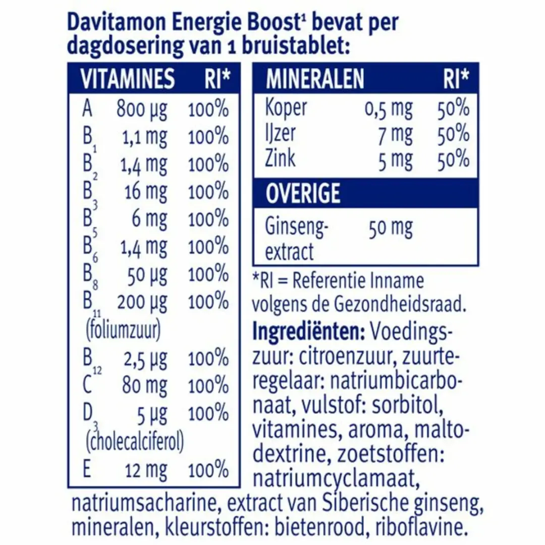 Davitamon Energie Boost Multivitamines - 4x20 Bruistabletten