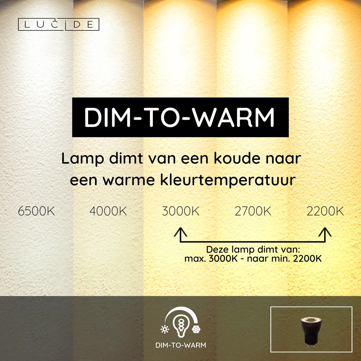 Lucide MR11 LED Lamp GU10 4W 2200K/3000K - Rookglas - Zwart
