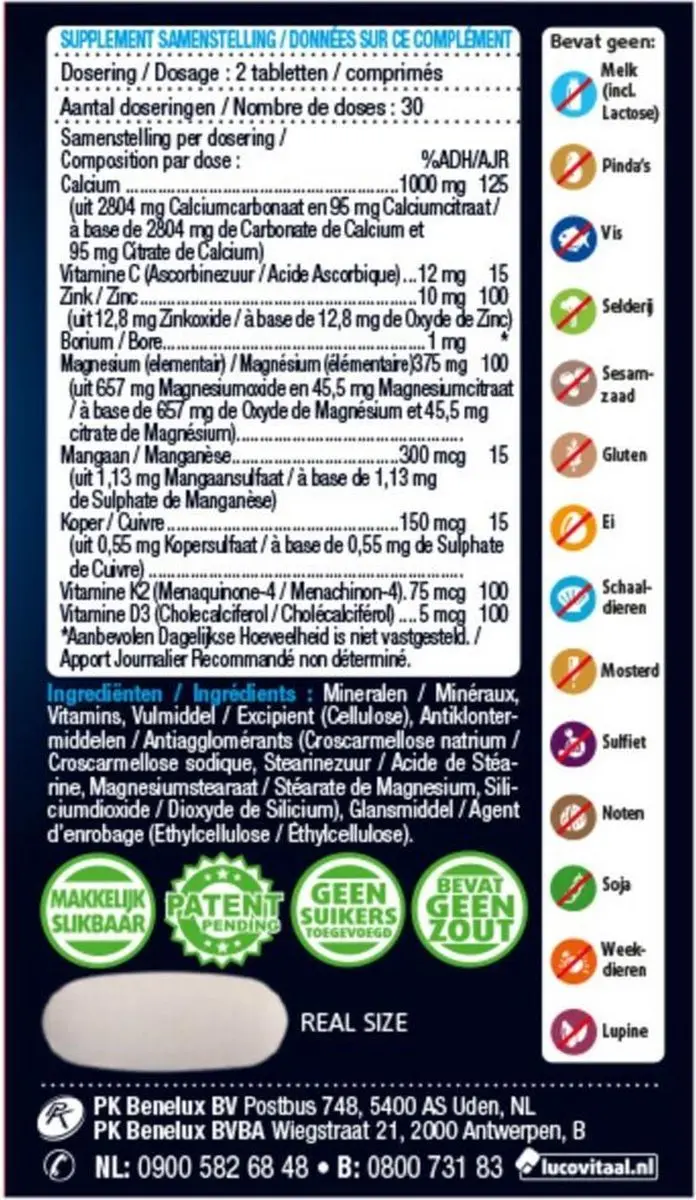 Lucovitaal Calcium Magnesium Bot Formule 60 tabletten