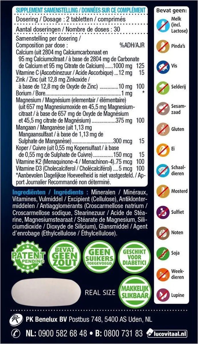 Lucovitaal Calcium Magnesium Bot Formule 60 tabletten