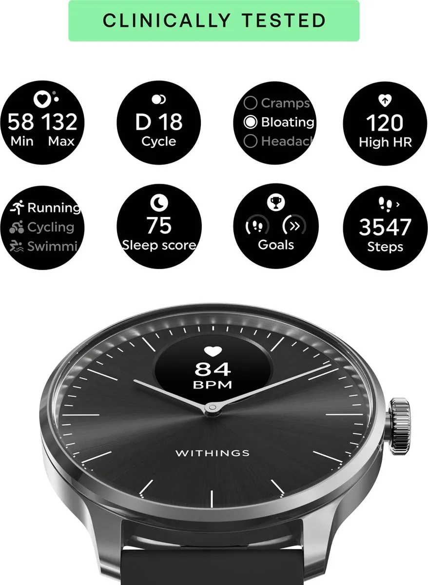 Withings ScanWatch Light - 37mm - Hybride Smartwatch - Zwart