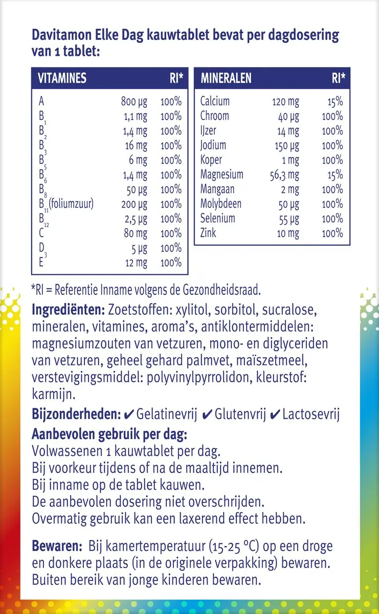 Davitamon Elke Dag Kauwtabletten 60 Stuks