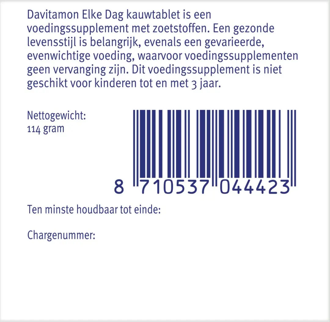 Davitamon Elke Dag Kauwtabletten 60 Stuks