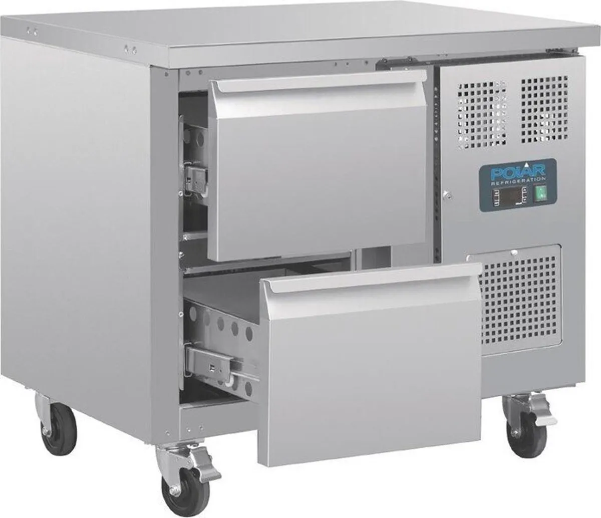 Polar DA546 Gekoelde Werkbank Op Wielen - 124L - Grijs