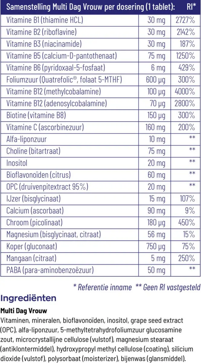 Vitakruid Multi Nacht Vrouw Voedingssupplement 30 tabletten