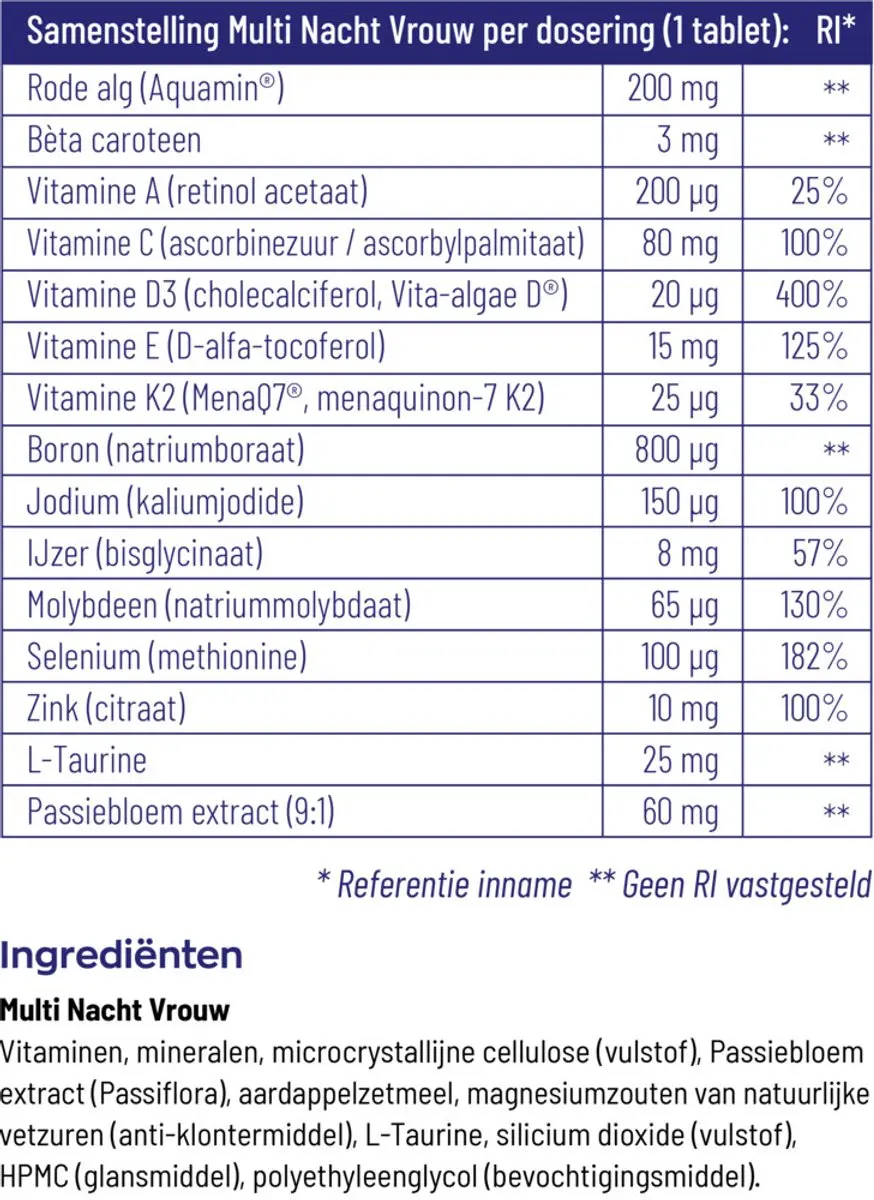 Vitakruid Multi Nacht Vrouw Voedingssupplement 30 tabletten