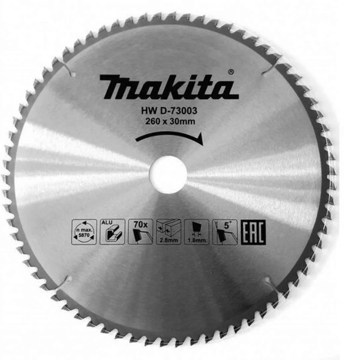 Makita D-73003 Afkortzaagblad Aluminium 260mm - 70T