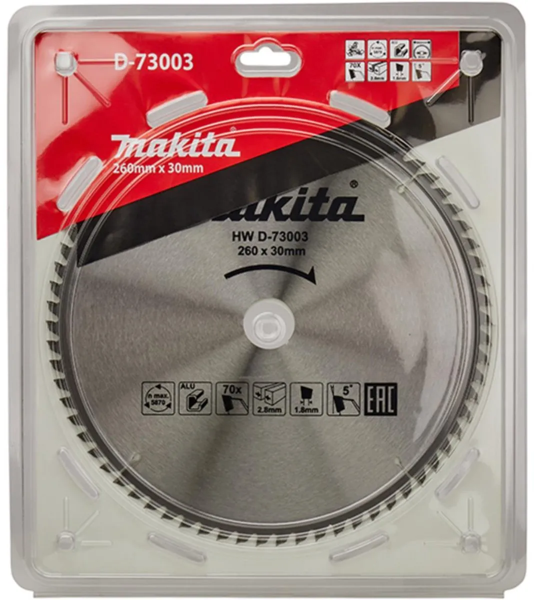 Makita D-73003 Afkortzaagblad Aluminium 260mm - 70T