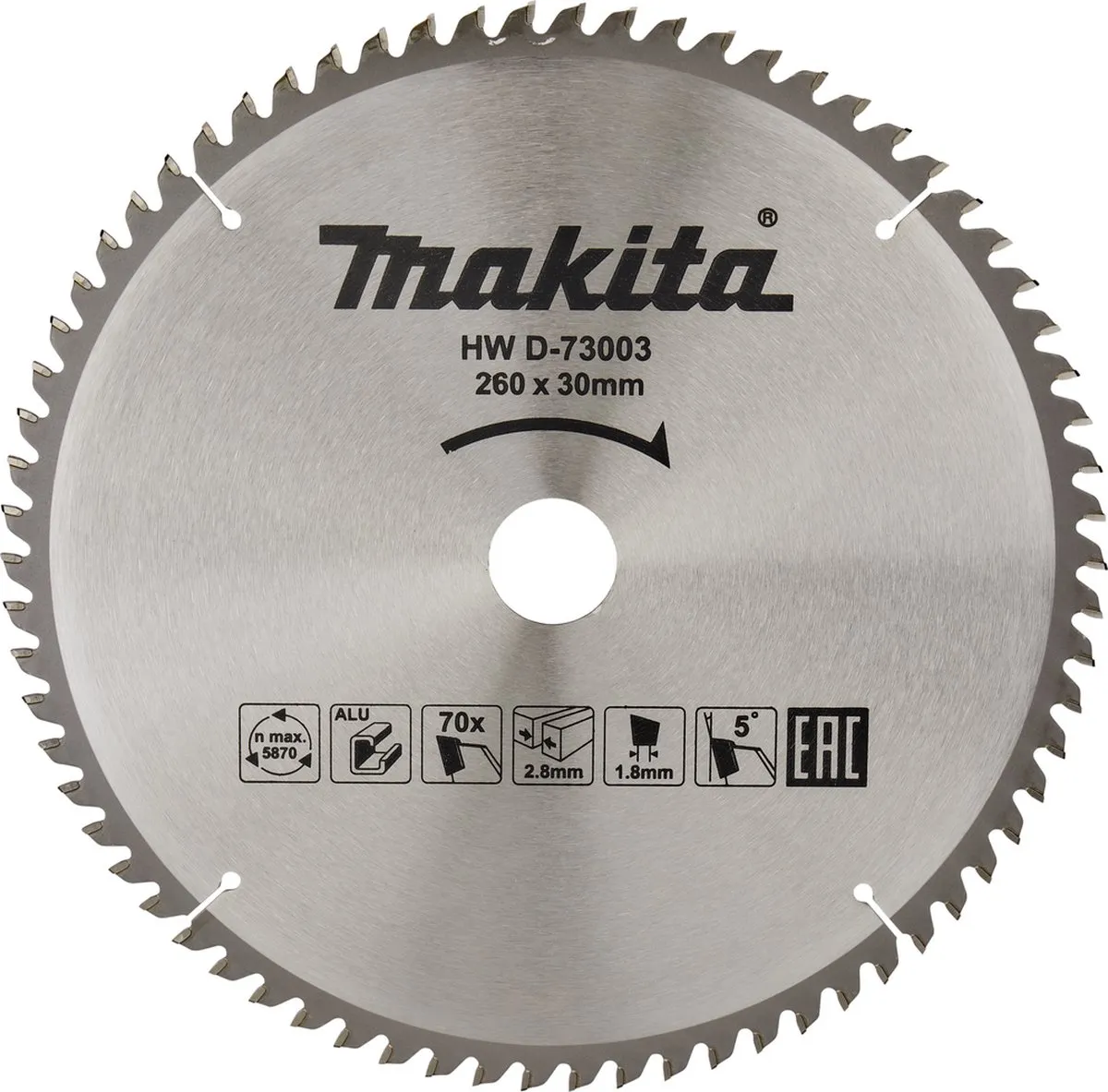 Makita D-73003 Afkortzaagblad Aluminium 260mm