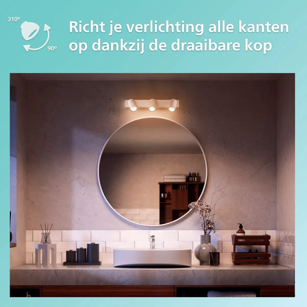 Philips Hue Idris Opbouwspot Badkamer - 3x GU10 - Incl. Dimmer Switch