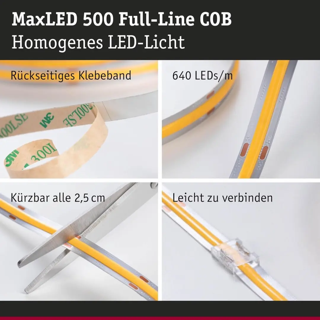 Paulmann 71112 MaxLED 500 LED-strip - 2,5m COB Instelbaar wit