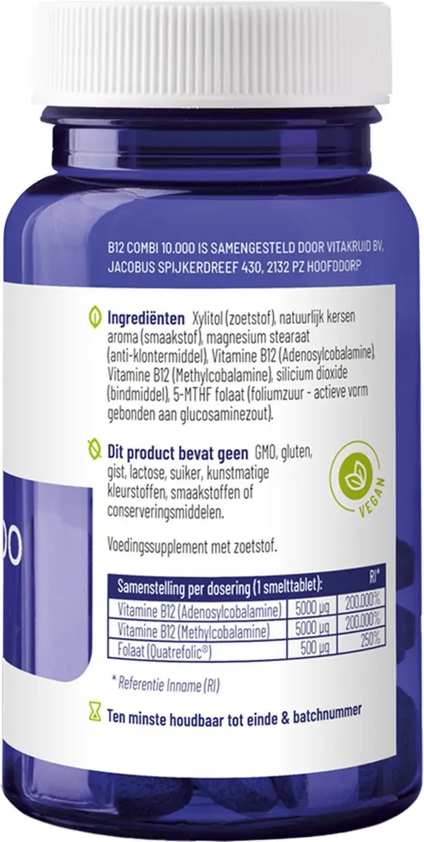 Vitakruid B12 Combi 10.000 met Folaat - 120 Tabletten