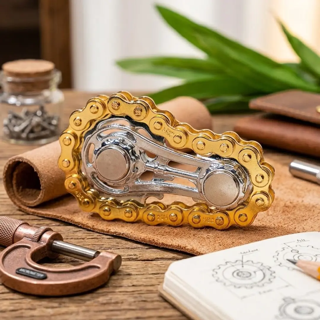 NUVEX Fidget Ketting Gyroscoop - CNC Roestvrijstaal - Goud