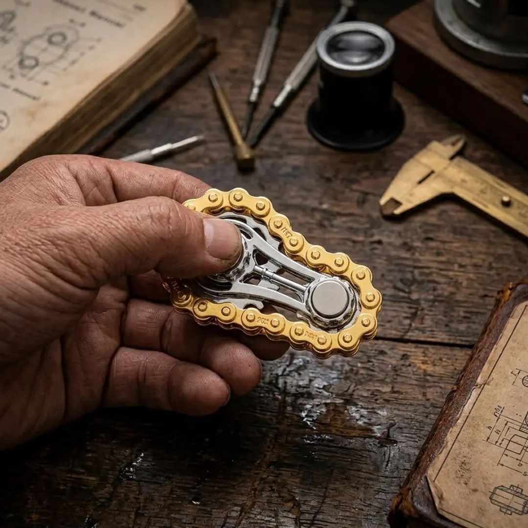 NUVEX Fidget Ketting Gyroscoop - CNC Roestvrijstaal - Goud