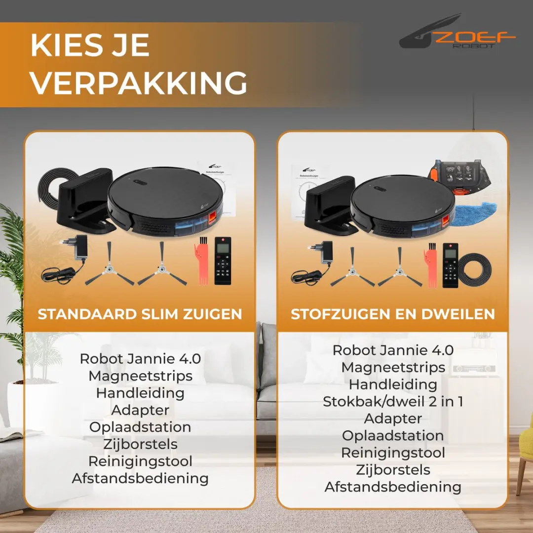 Zoef Robot Jannie 4.1 Robotstofzuiger - 2200 Airwatts - Antraciet - afbeelding 6 van 6